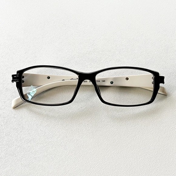 Exalto Eyeglasses FRAME YS03 Black White Acetate Rectangular 54-14-140 France - Picture 2 of 13